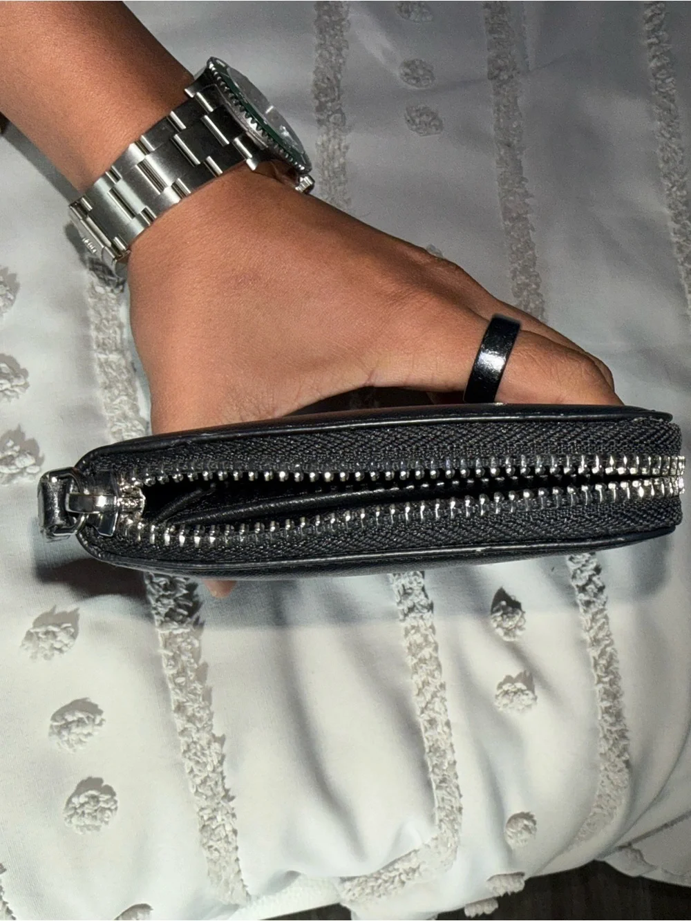 Versace Collection Black Zip-Around Leather Wallet